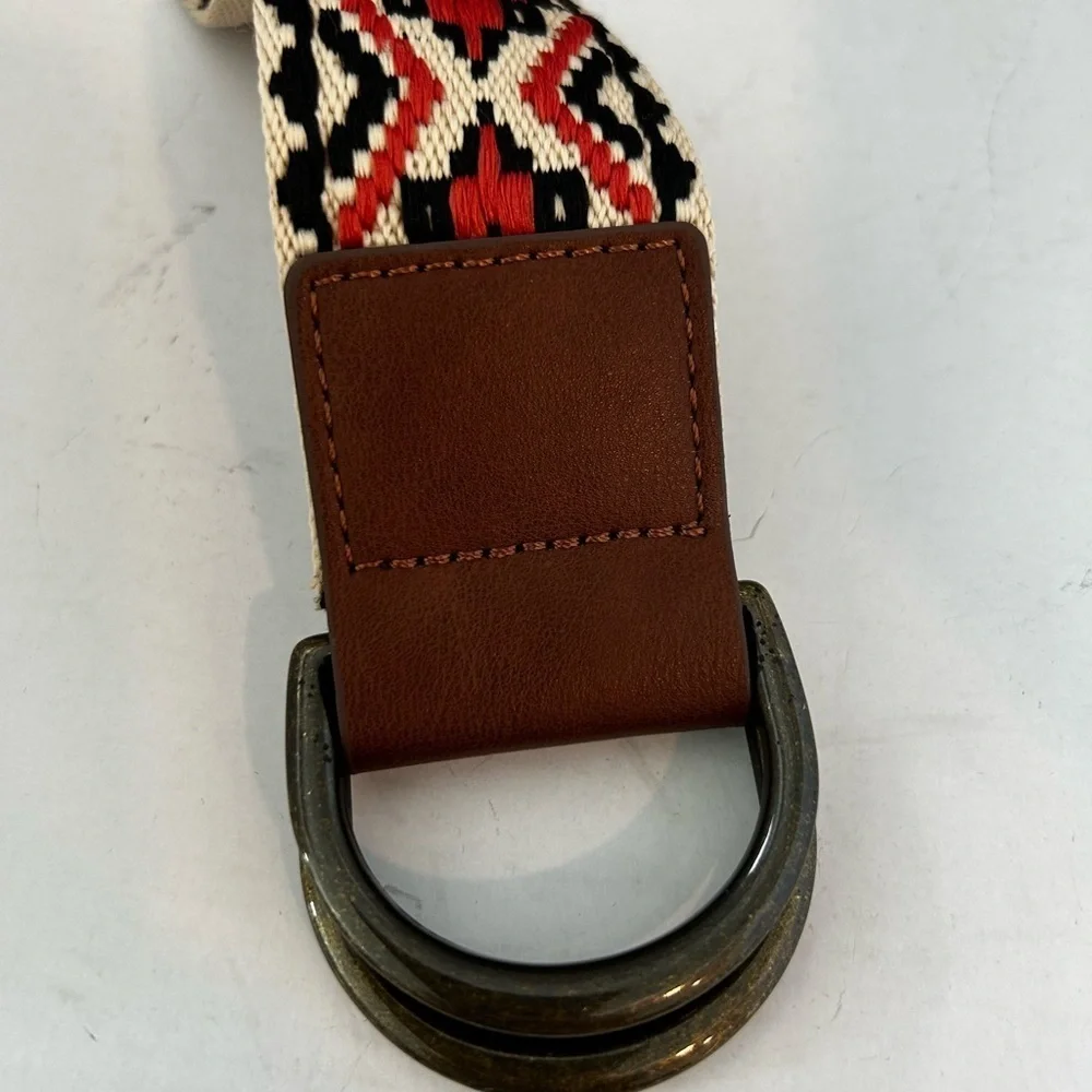 Women’s Canvas Cream,Black & Orange Belt   Size S- 37”